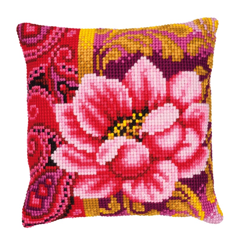 Pink Bloom Cushion Front - Cross Stitch Kit
